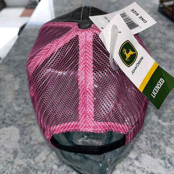 John Deere Women's Camo Camouflage With Pink Mesh Snap Back Baseball Cap NWT - Picture 3 of 4